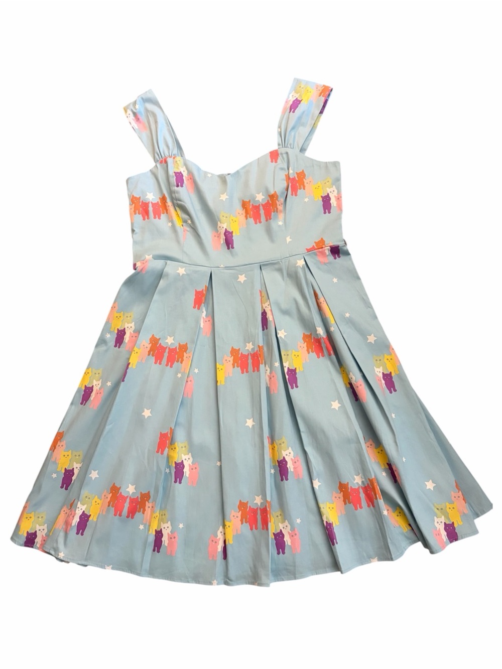 ModCloth X Collectif Whimsical Cat Lady Sky Blue Retro Midi Dress No Size